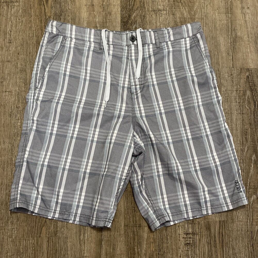 Valor Mens Board Shorts ~ Sz 36 ~ Gray ~ Plaid